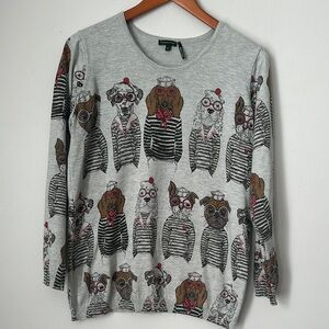 Quirky Animal Print Gray Sweater